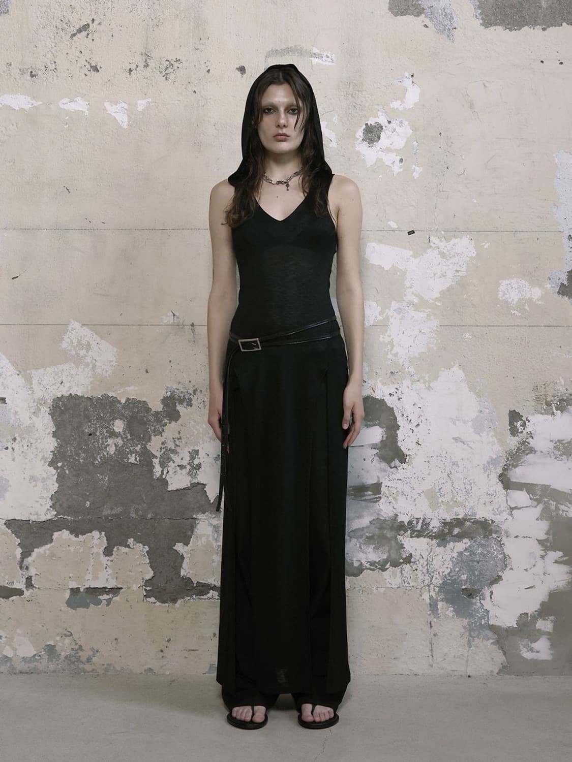 보헤미안서울 SHEER HOODIED SLIT DRESS 상품이미지1