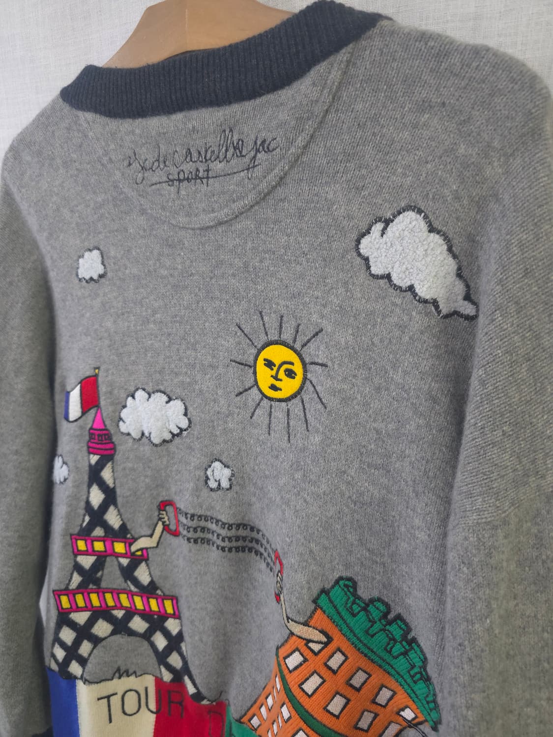 카스텔바작 일본수입 정품 울 니트 가디건 스웨터 100 105 에펠탑 빈 상품이미지4