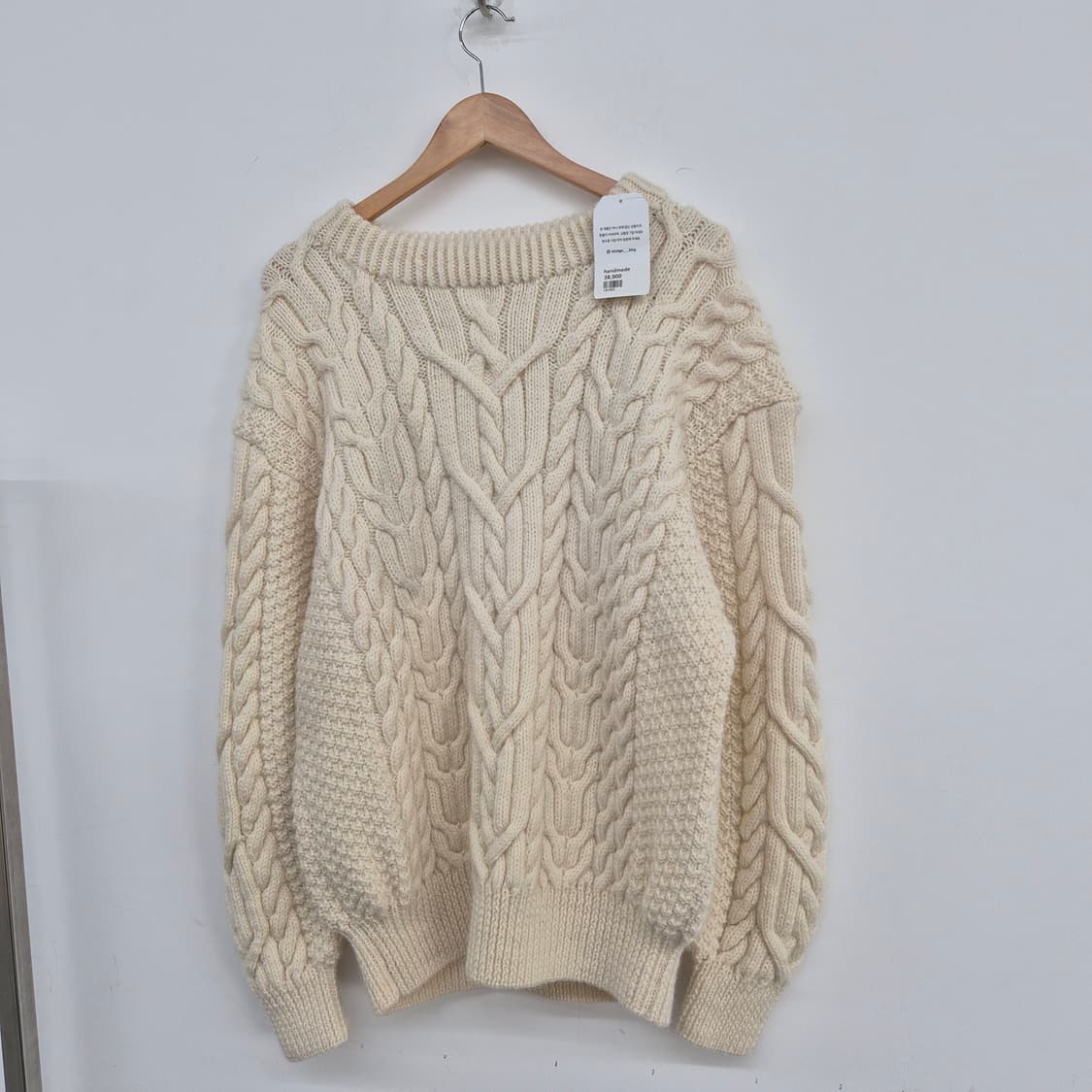 핸드메이드 아이보리 꽈배기 니트 스웨터 여성 L 상품이미지1