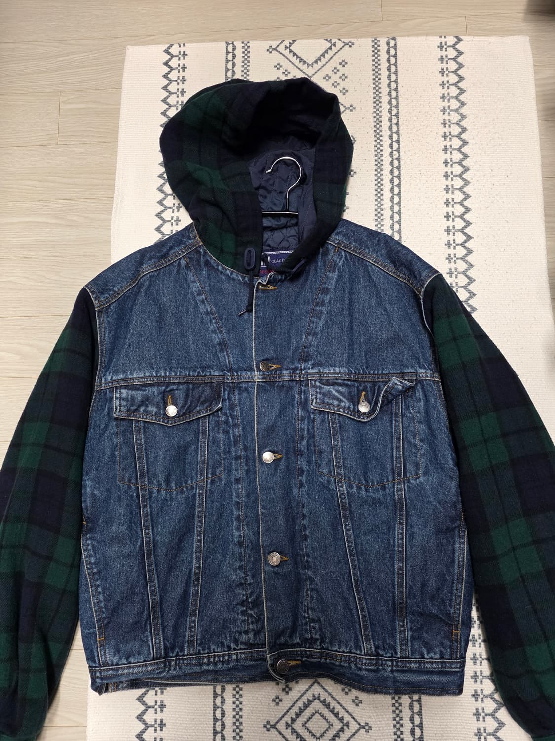 90s  올드갭(Old Gap) 울 데님 체크 후드 자켓 상품이미지1