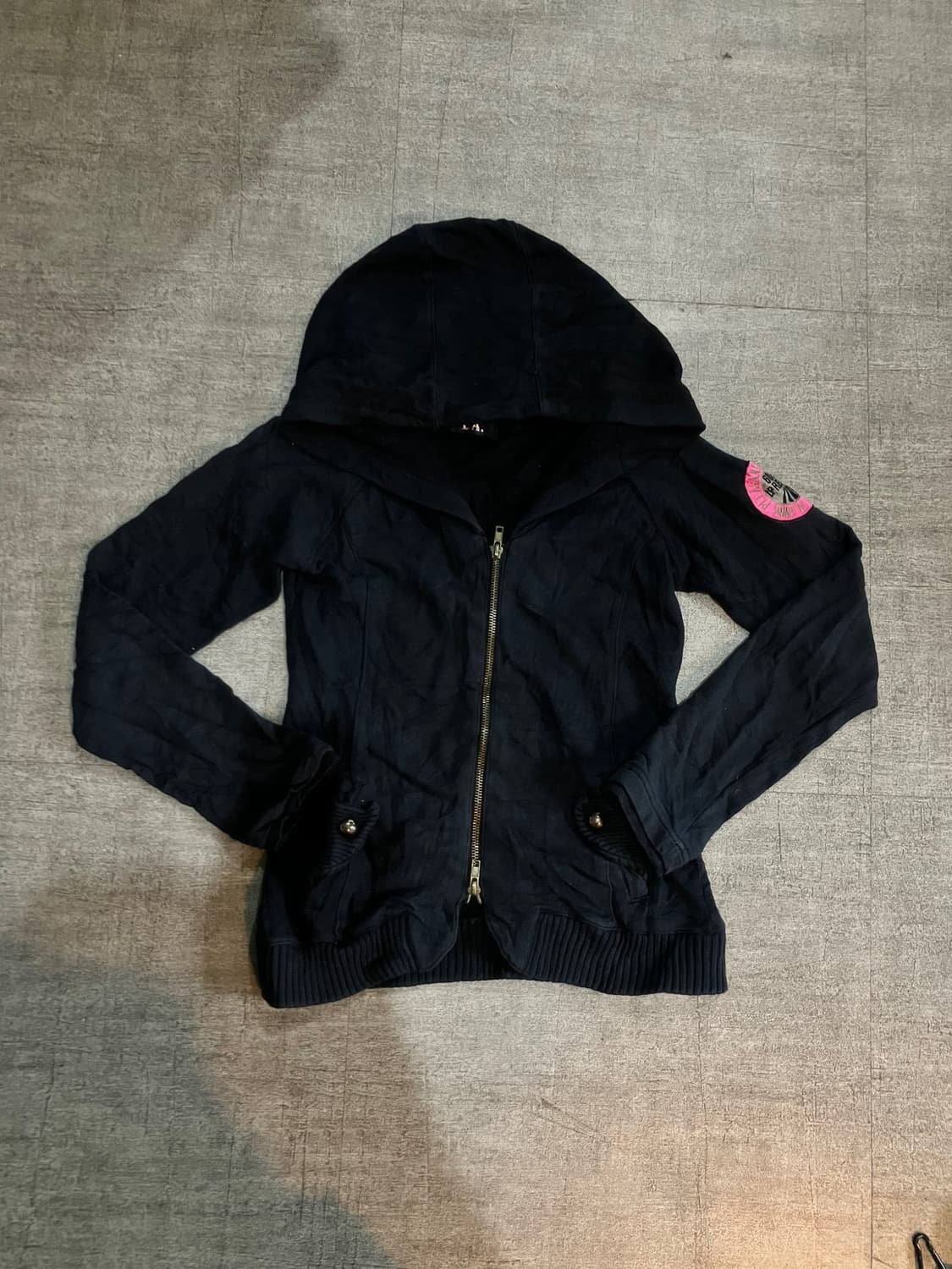 일본빈티지 L.a 핀터깔y2k 아베맛 히메갸루 딱붙핏 패치 후드집업 상품이미지1