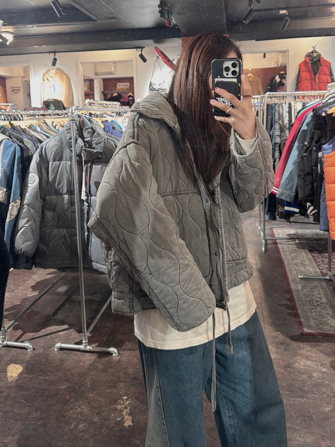 ZARA 자라 그레이 누빔 오버핏 하이넥 퀄팅 자켓 M 상품이미지7