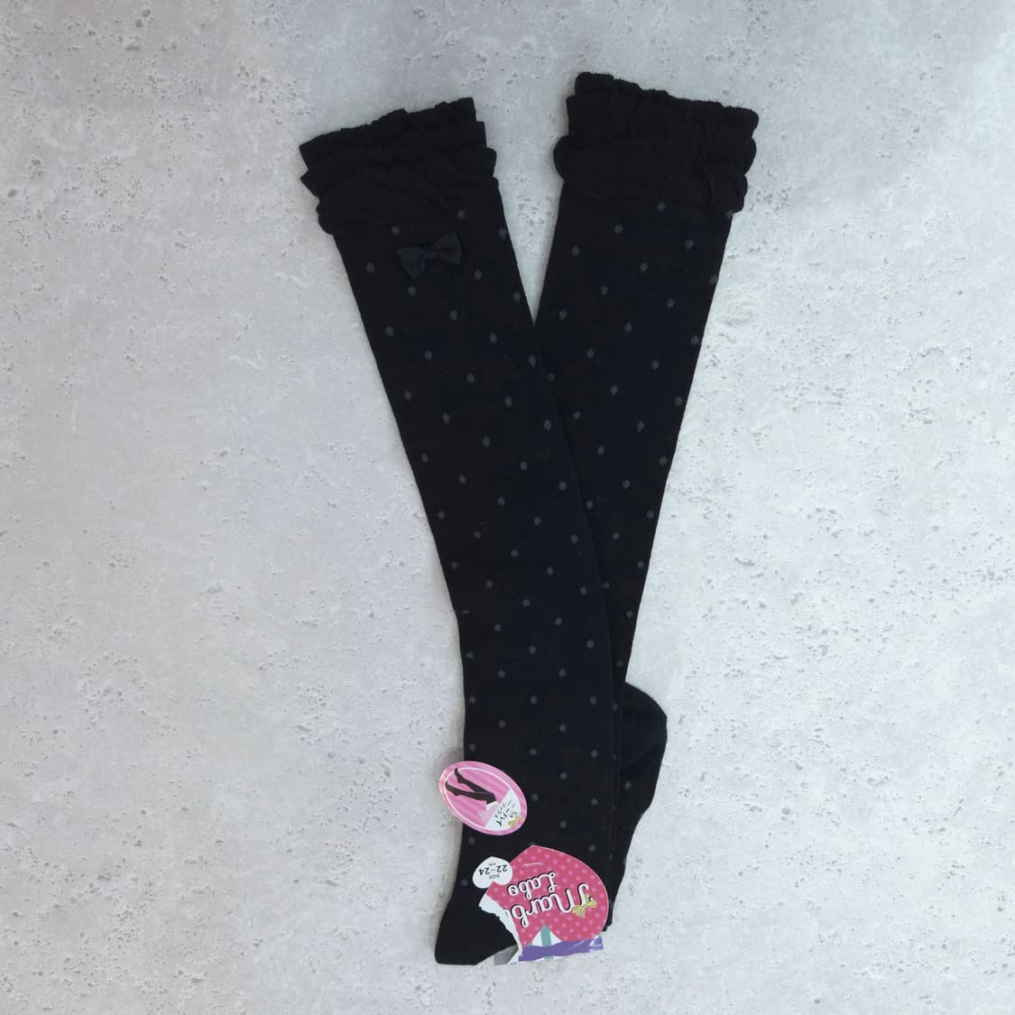 리본 도트 니하이 삭스 블랙 상품이미지1