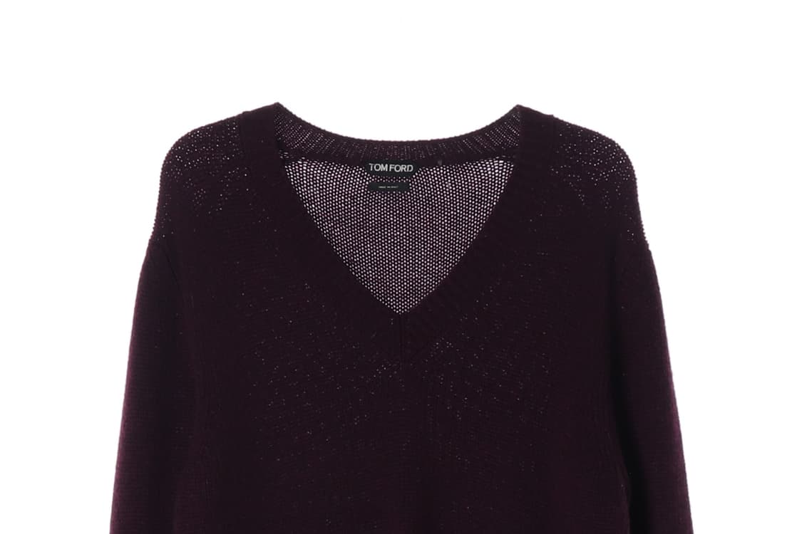 톰포드 100% 캐시미어 버건디 브이넥 루즈핏 니트 스웨터 L
 상품이미지3