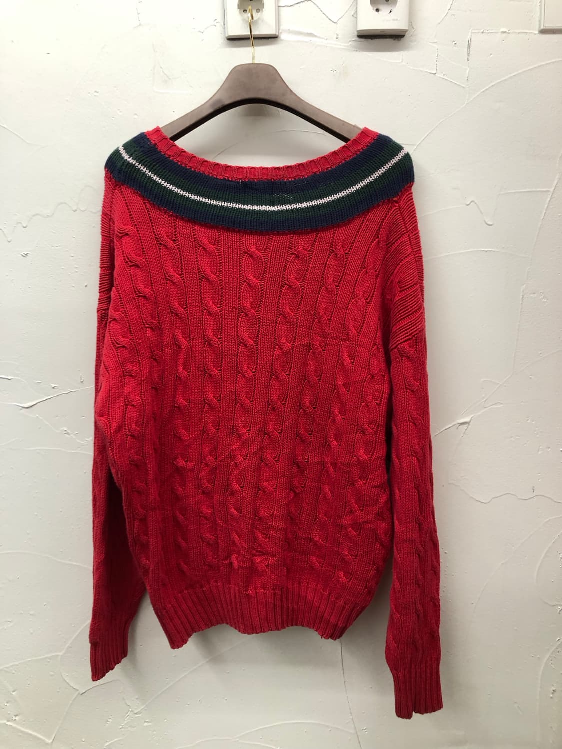 90s 올드 갭 브이넥 케이블 니트 상품이미지2