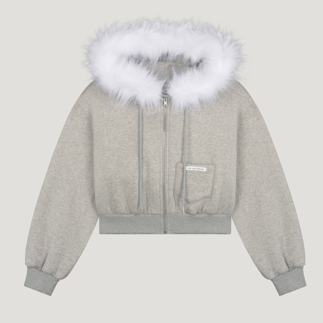 리브어리 SNOW FUR HOODY ZIP-UP (GRAY) 상품이미지1