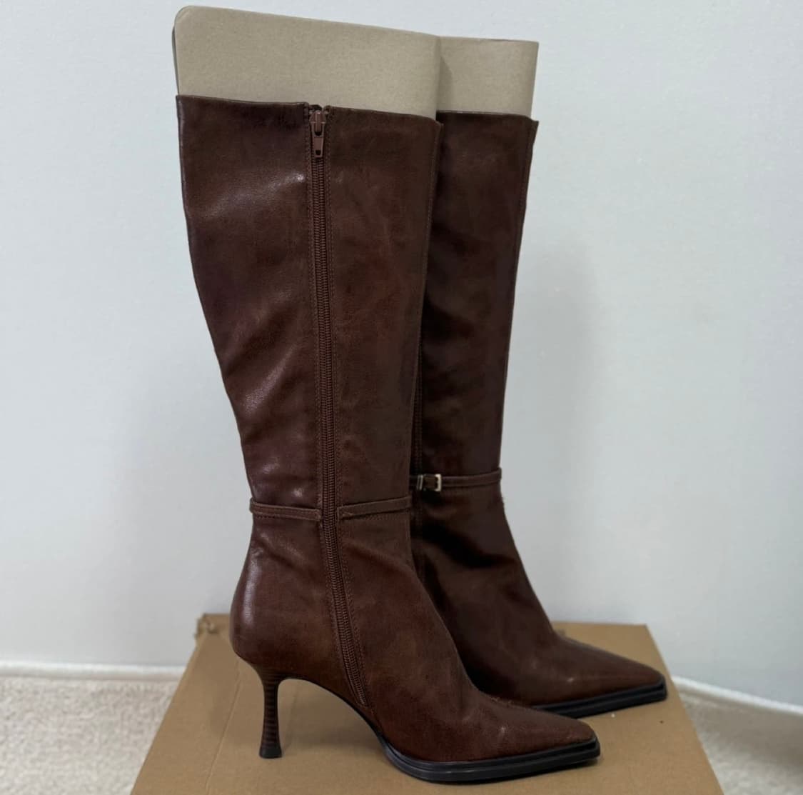 [ 새상품 ] Zara 천연 소가죽 스틸레토 롱부츠   상품이미지9