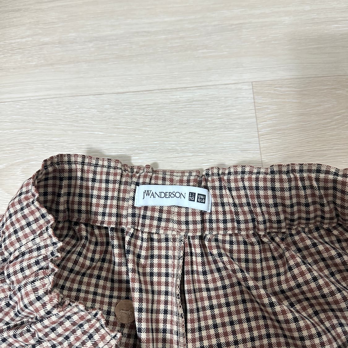 L JW앤더슨 유니클로 와이드 버뮤다 밴딩팬츠 체크 상품이미지4