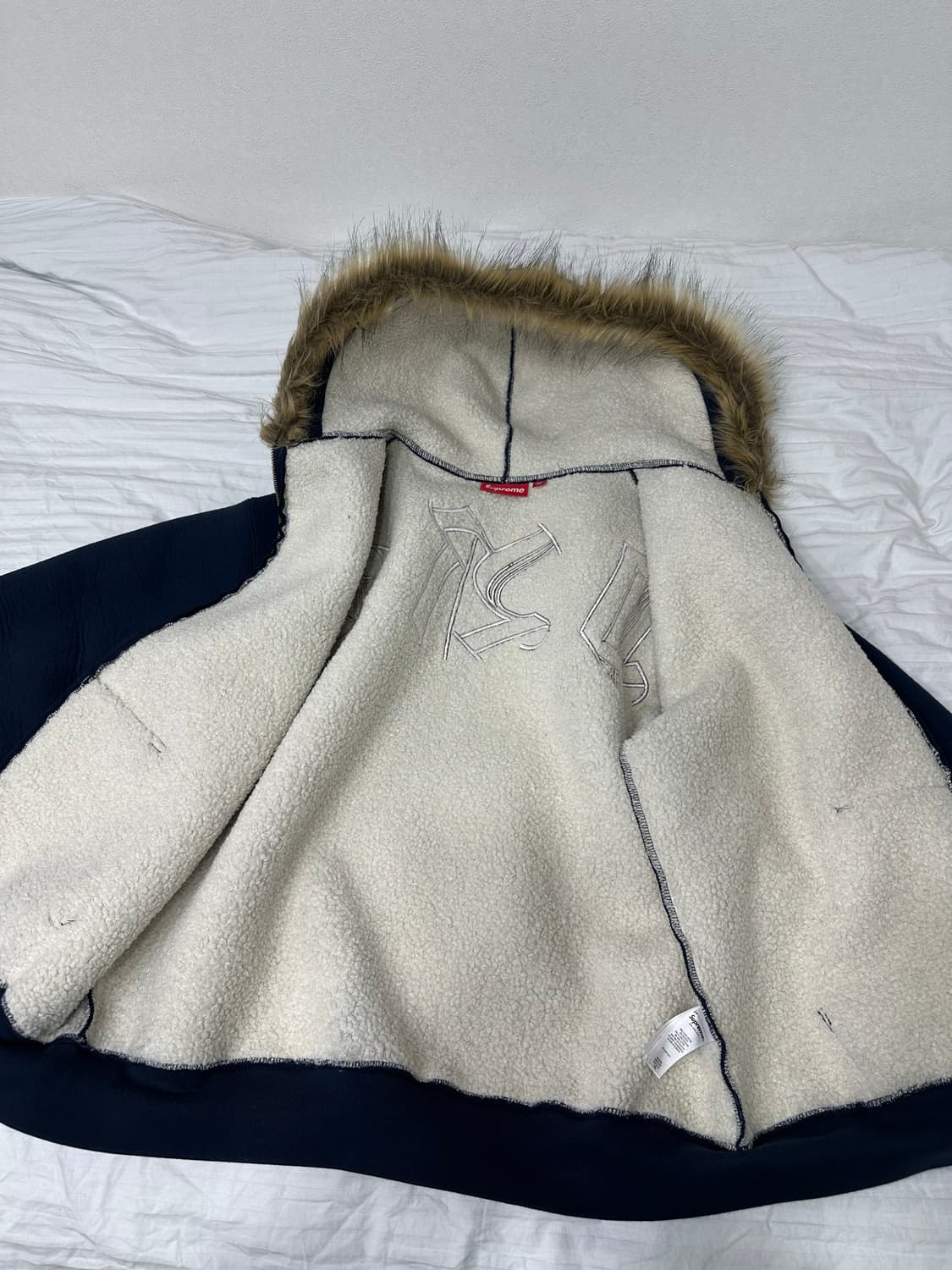 슈프림 포우 퍼 후드집업 네이비 급처 상품이미지7