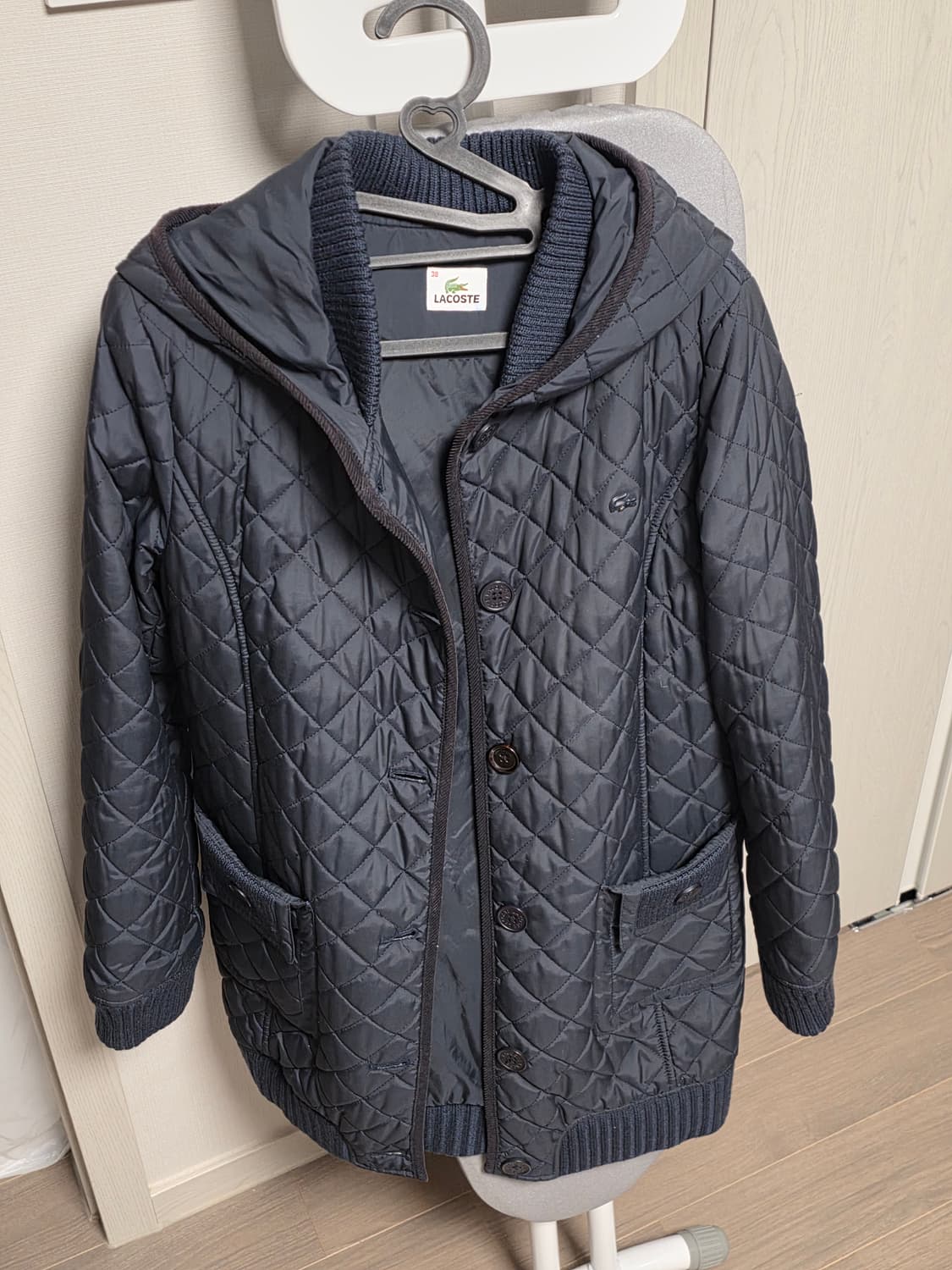 라코스테 네이비 퀼팅 후드 패딩 코트 상품이미지1