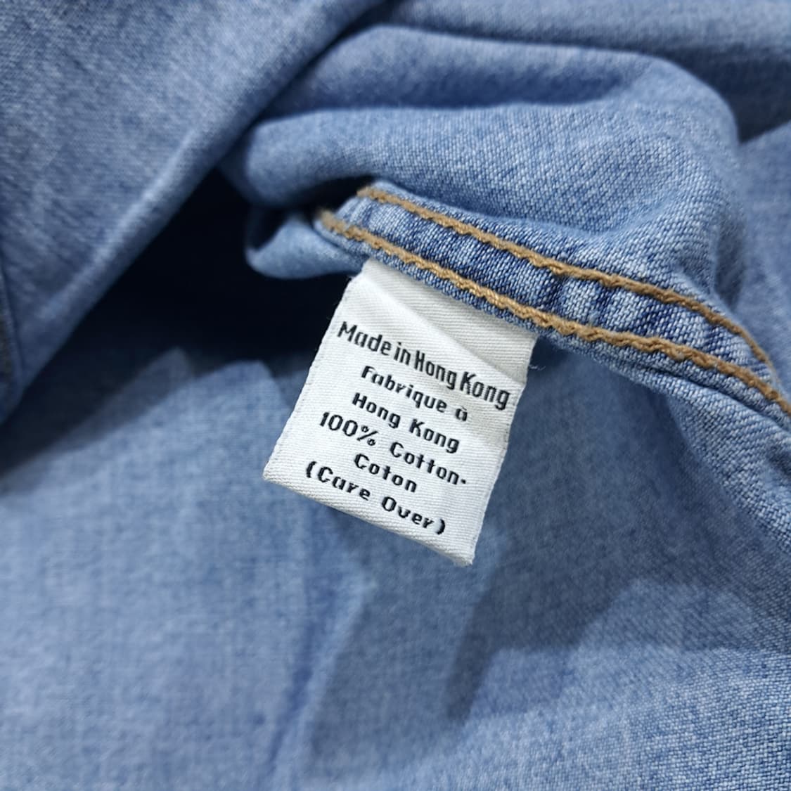 CL891 M 캘빈클라인 90s 홍콩판 차이나칼라 데님 셔츠 남방 상품이미지6