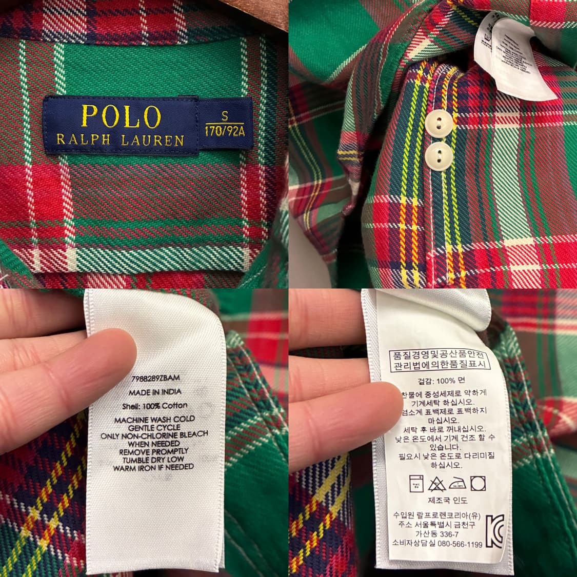 (S/100)POLO 폴로랄프로렌 코튼 투포켓 플란넬 체크셔츠 상품이미지10