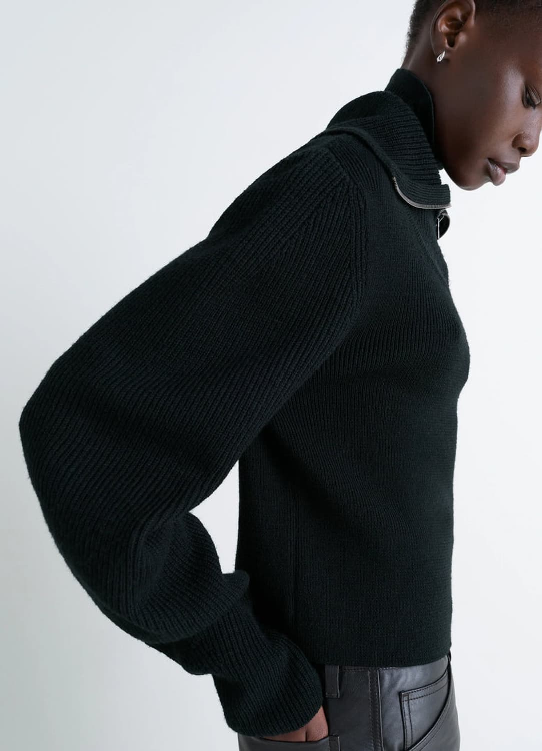 [XS,S,M]르메르 25fw 립 ZIPPED SWEATER/블랙 상품이미지4