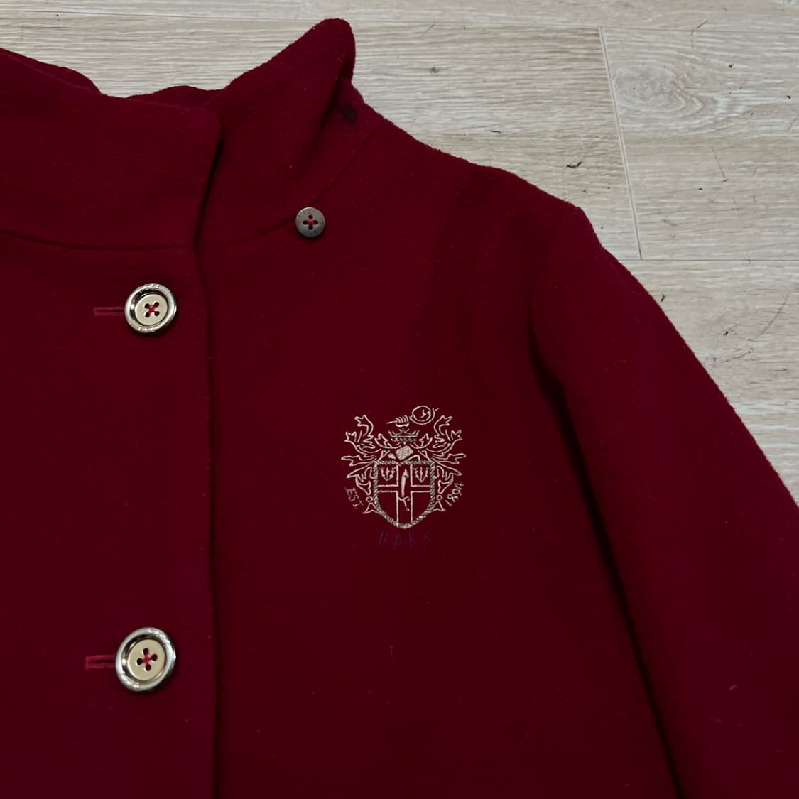 닥스 키즈 체크 배색 모직 코트 자켓 [와인] 165(15세) 상품이미지4