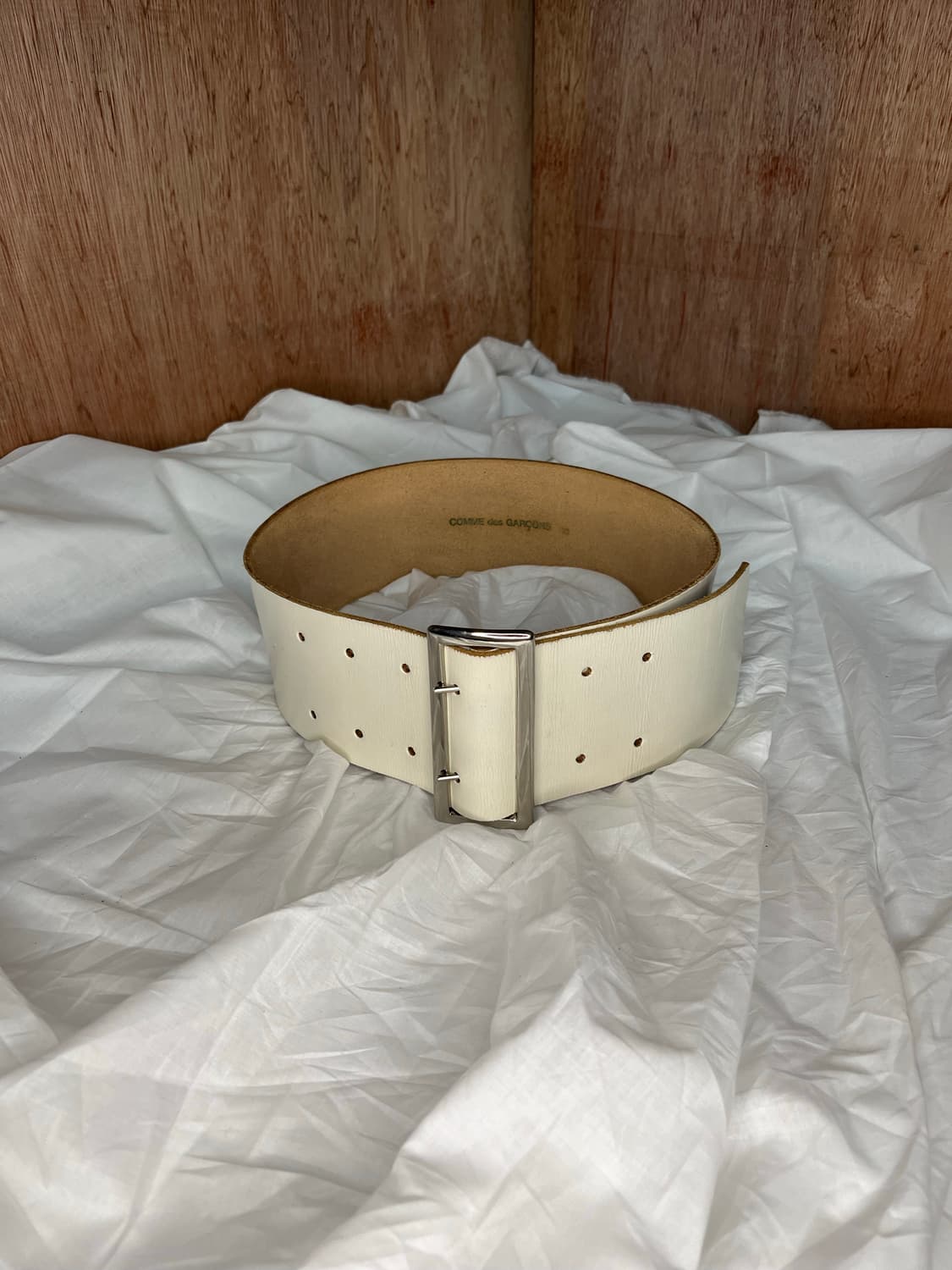 꼼데가르송 와이드 화이트 레더 웨이스트 벨트 상품이미지2