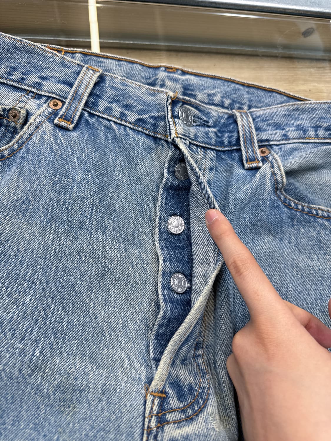 리바이스 90s 501 오리엔탈 패치워크 데님 팬츠 블루 상품이미지7