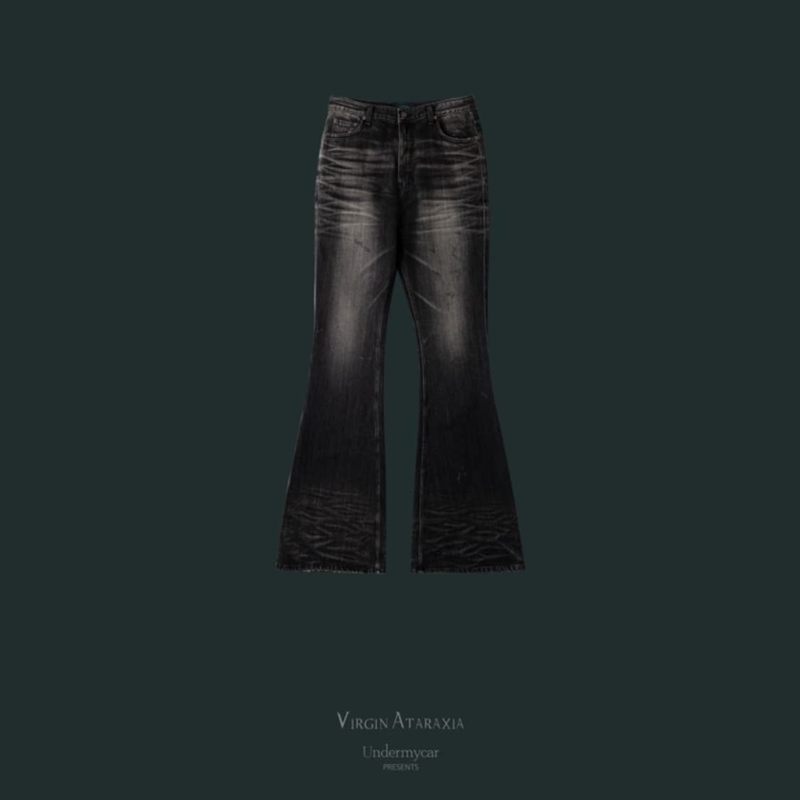 [0] 언더마이카 링클 그레이 워싱 와이드 플레어진 팝니다 상품이미지1