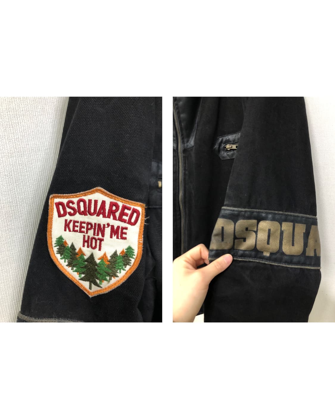 디스퀘어드2 빈티지 남성 양털카라 코튼 레이싱 바이커 자켓 _ 블랙 상품이미지3