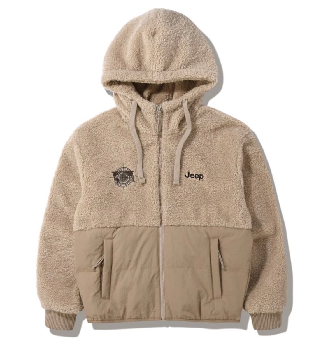 Jeep 뽀글이 집업 재킷 베이지, L (새상품) 상품이미지2