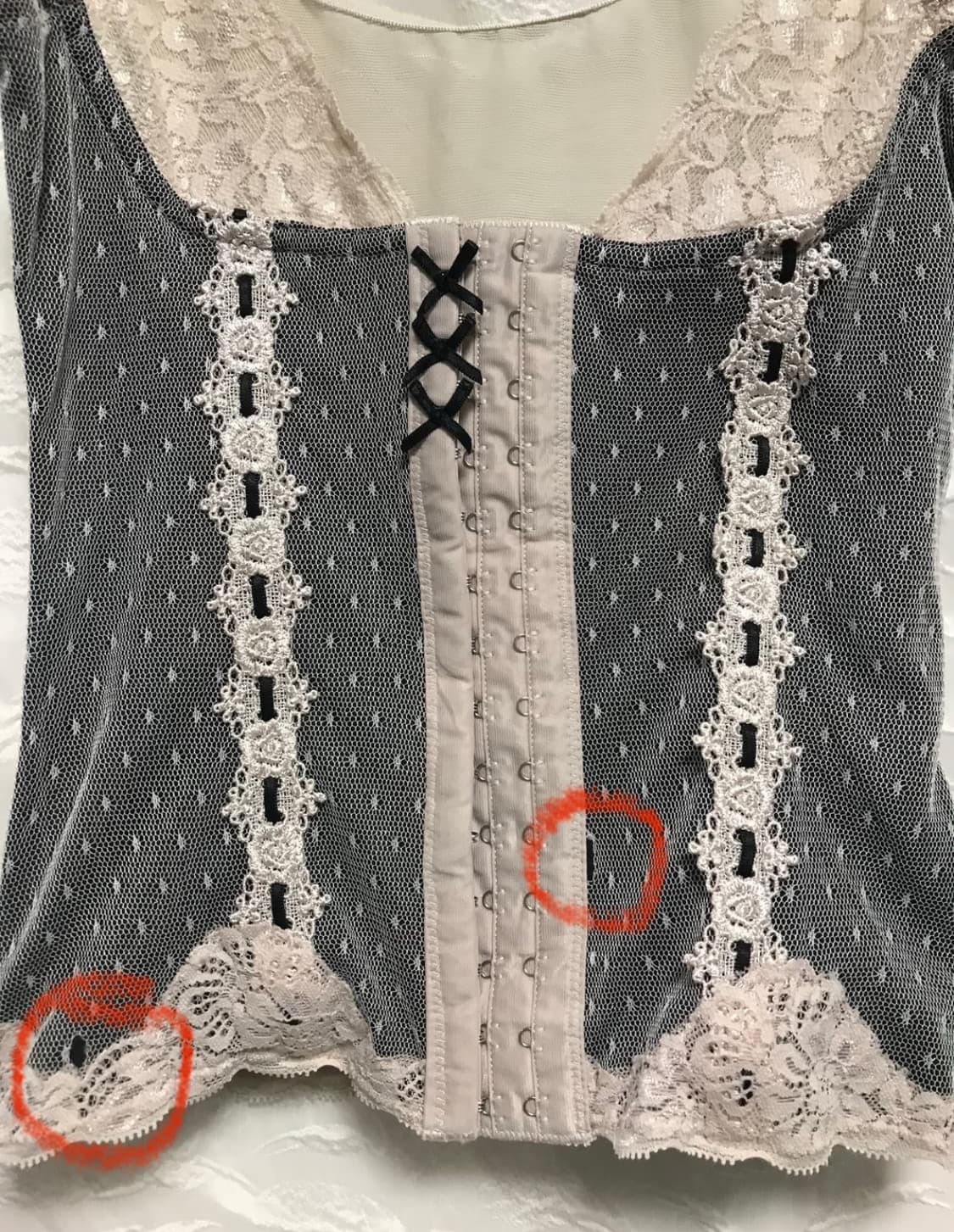 빈티지 페어리 갸루 리본 코르셋 슬리브리스 탑 상품이미지7