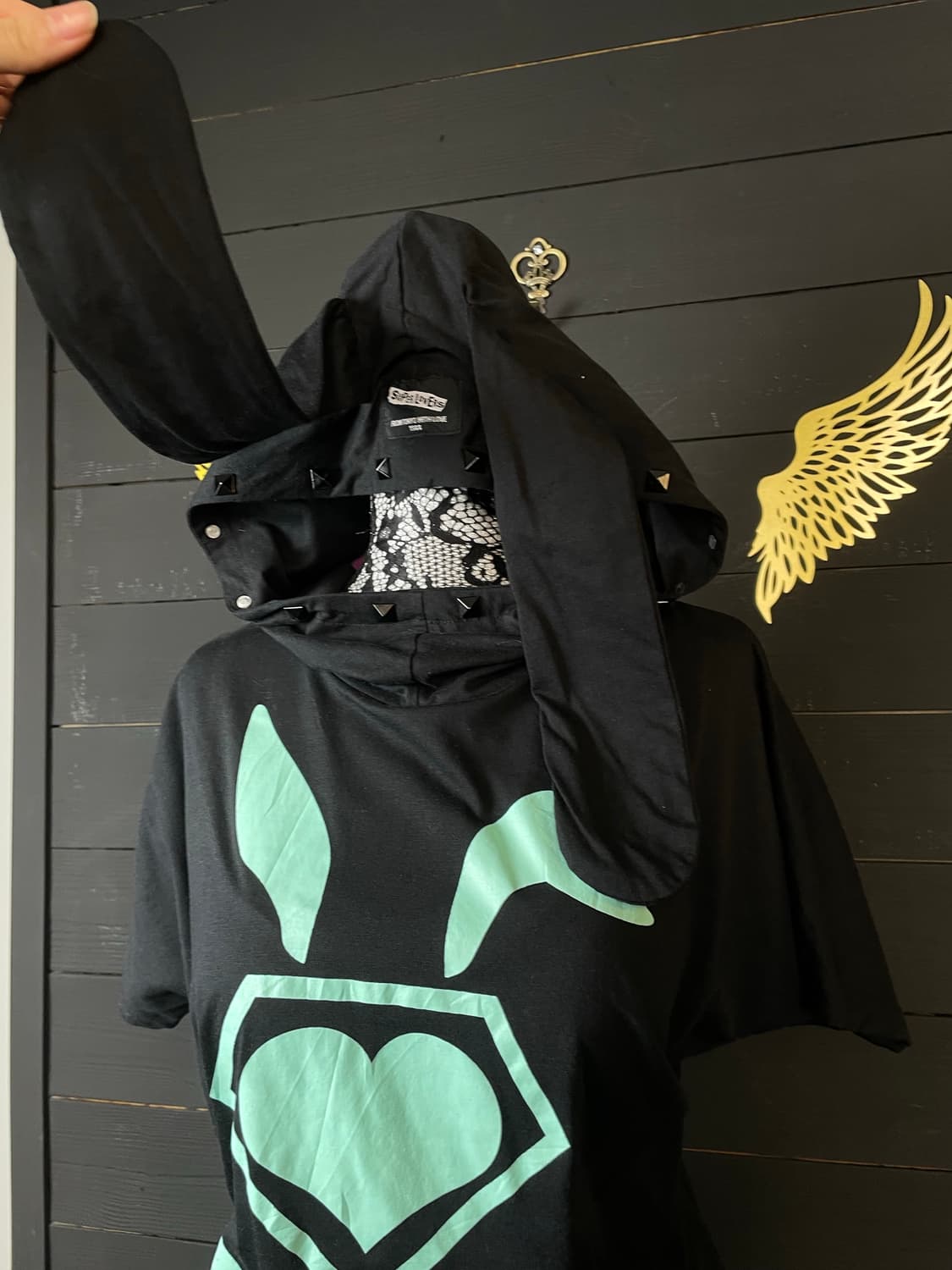 SUPER LOVERS 펑크 민트 우사미미 래빗 토끼귀 스터드 후드티 상품이미지2