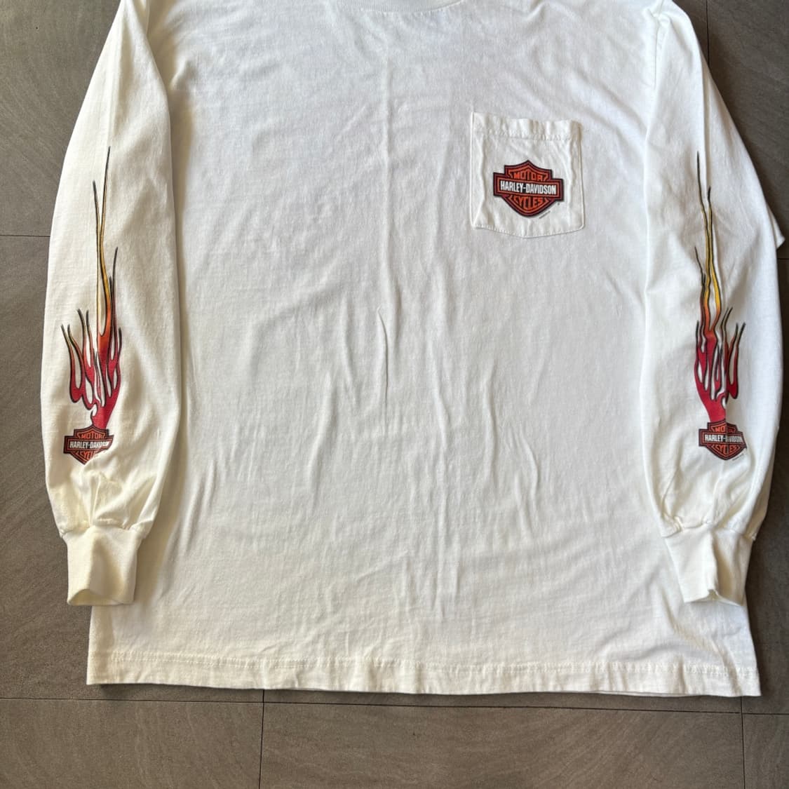 할리데이비슨 정품 미국 생산 화이트 플레임 긴팔 티셔츠 상품이미지4