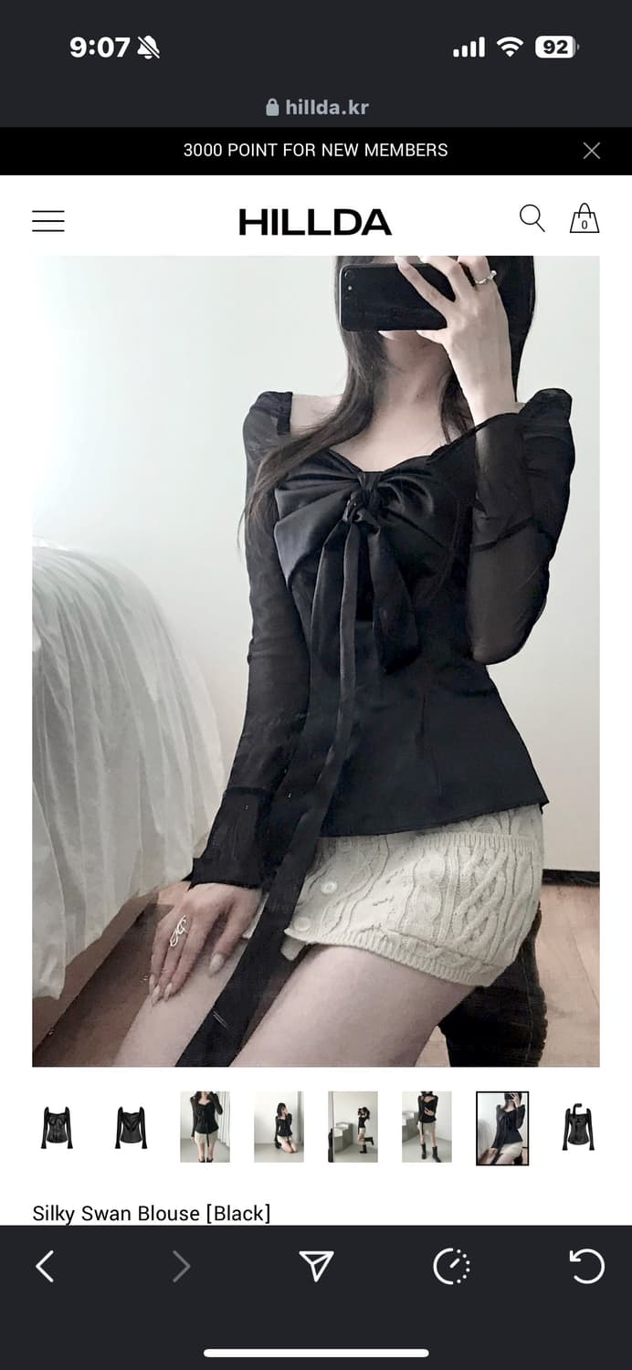 힐다x고희 실키 스완 블랙 블라우스 상품이미지8