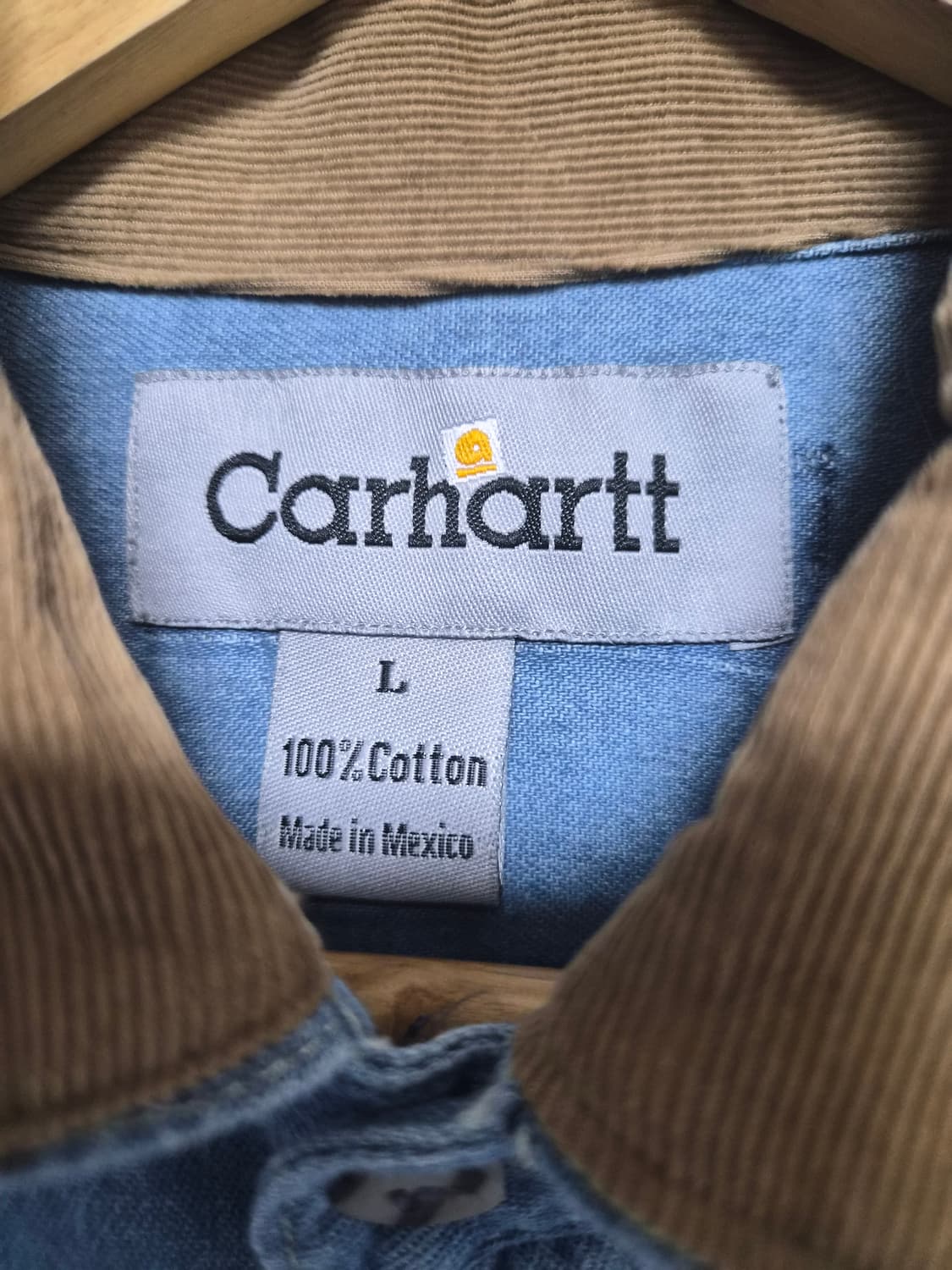 칼하트Carhartt 카라 배색 데님 셔츠 L - S238 상품이미지4