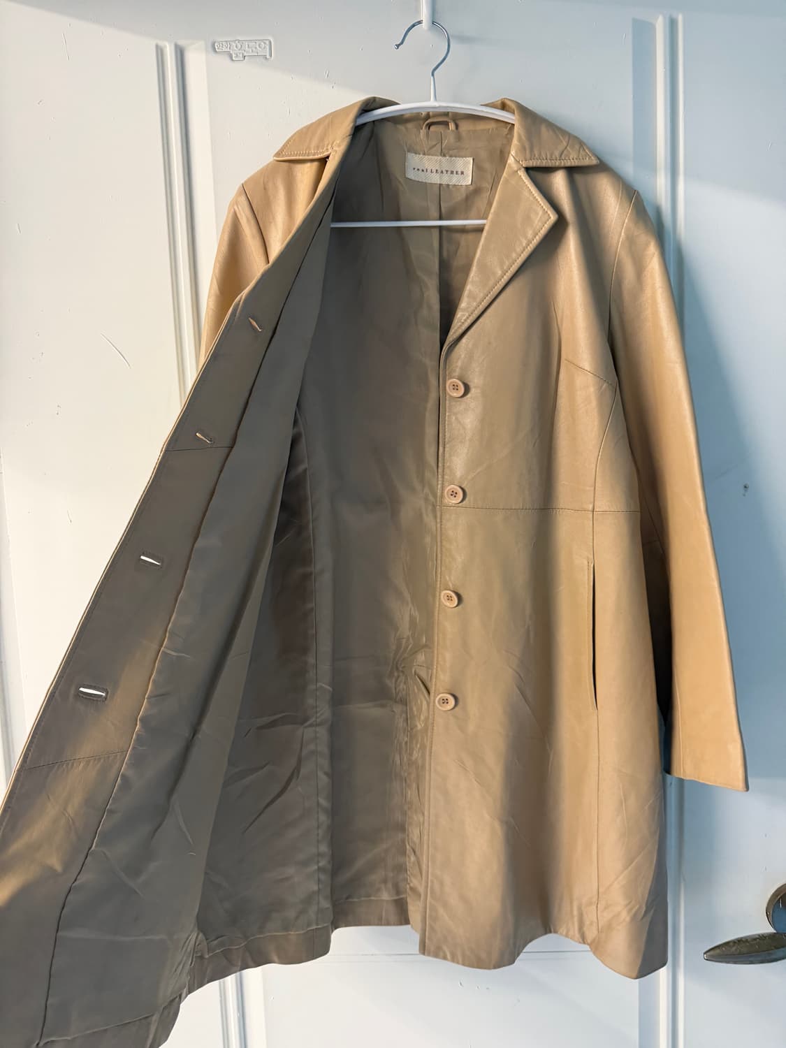 일본빈티지 소가죽 코트 베이지 상품이미지6