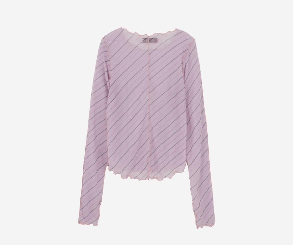 Gyeong Striped Mesh Top Pink & Purple 상품이미지2