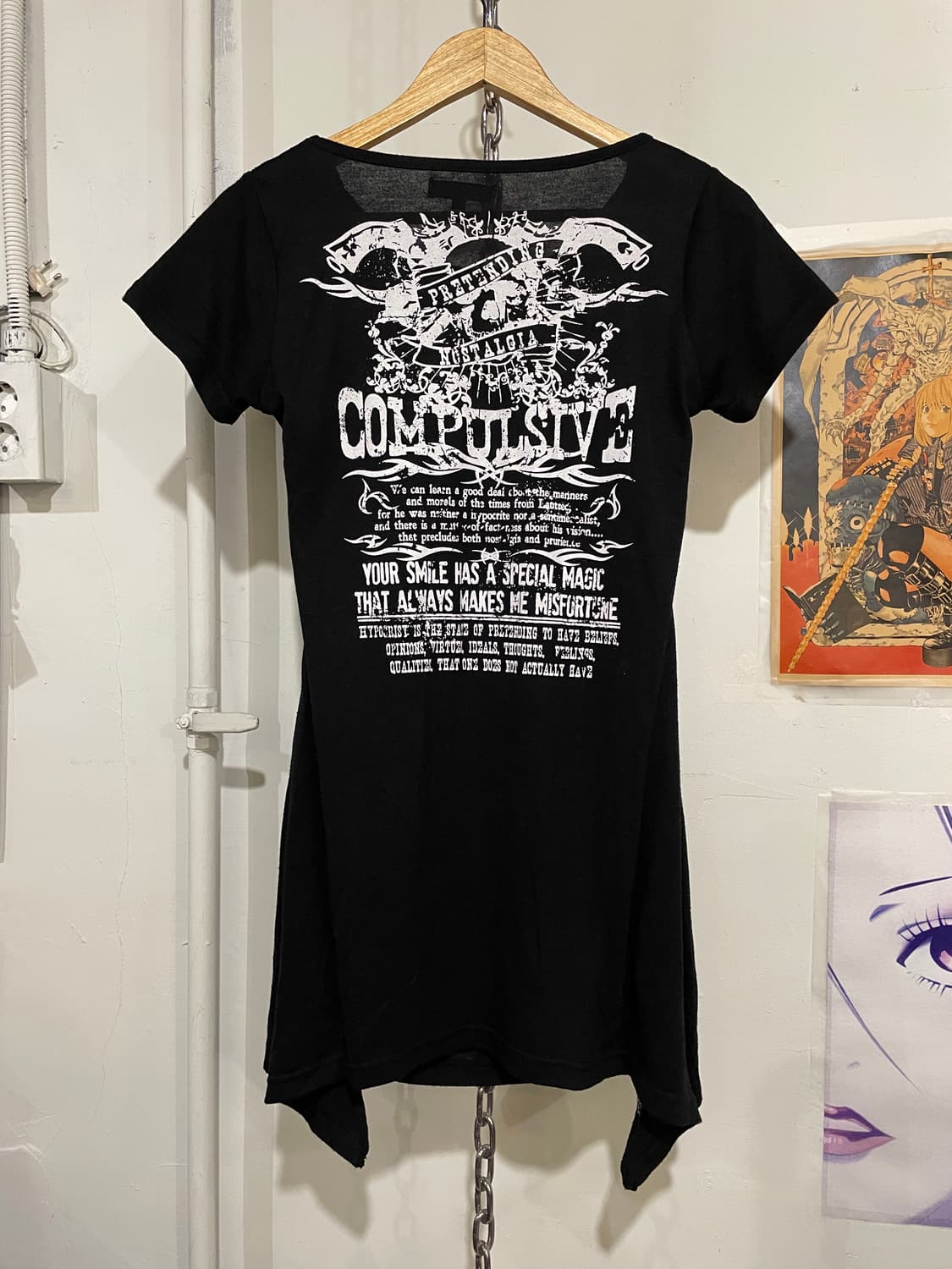 스트라이프 패턴 레이어드 프린팅 반팔 원피스 펑크 상품이미지4