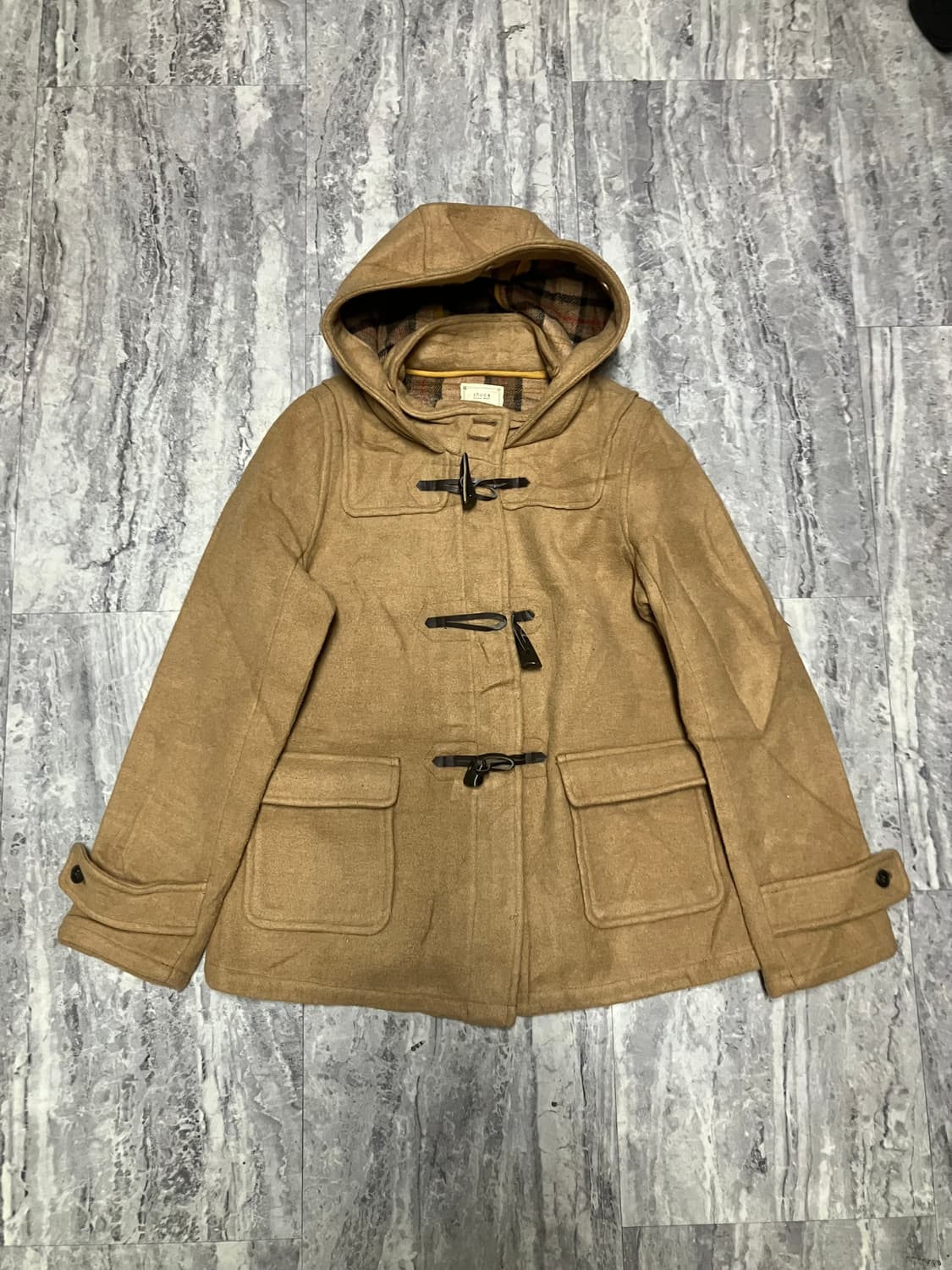 일본빈티지 Shuca 올드스쿨아메카지 라떼갸루모리걸 혁오풍 더플코트 상품이미지1