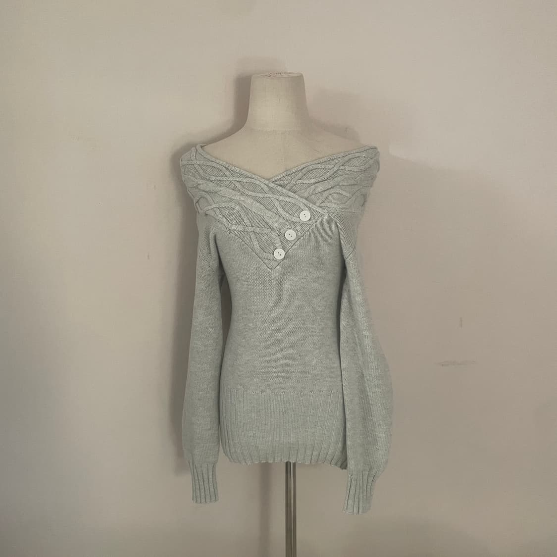 빈티지 니트 오프숄더 니트 모리룩 모리 니트 니트 원피스 모리걸 코지룩 상품이미지1