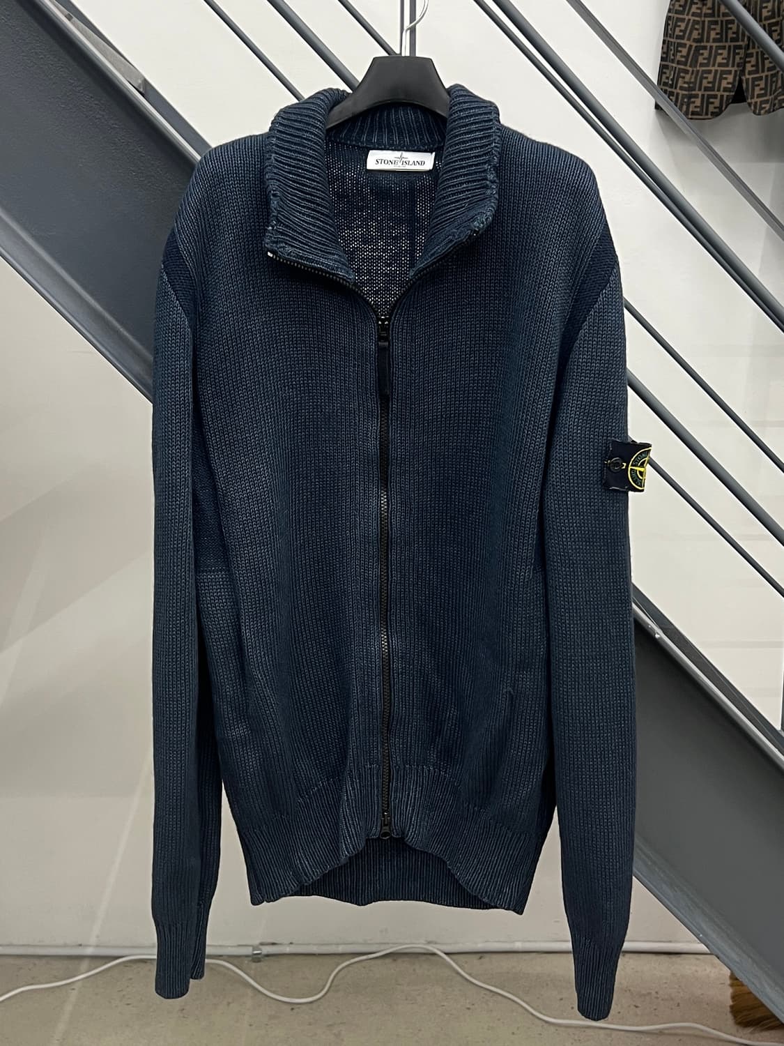 스톤아일랜드 린넨/울 멜란지 니트 집업 상품이미지1