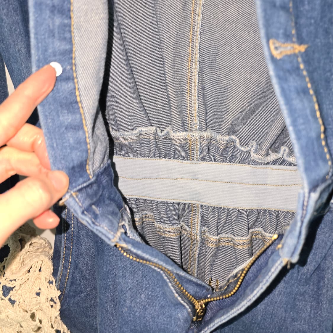 데님 원피스 + 뜨개 조끼 세트 S 상품이미지10