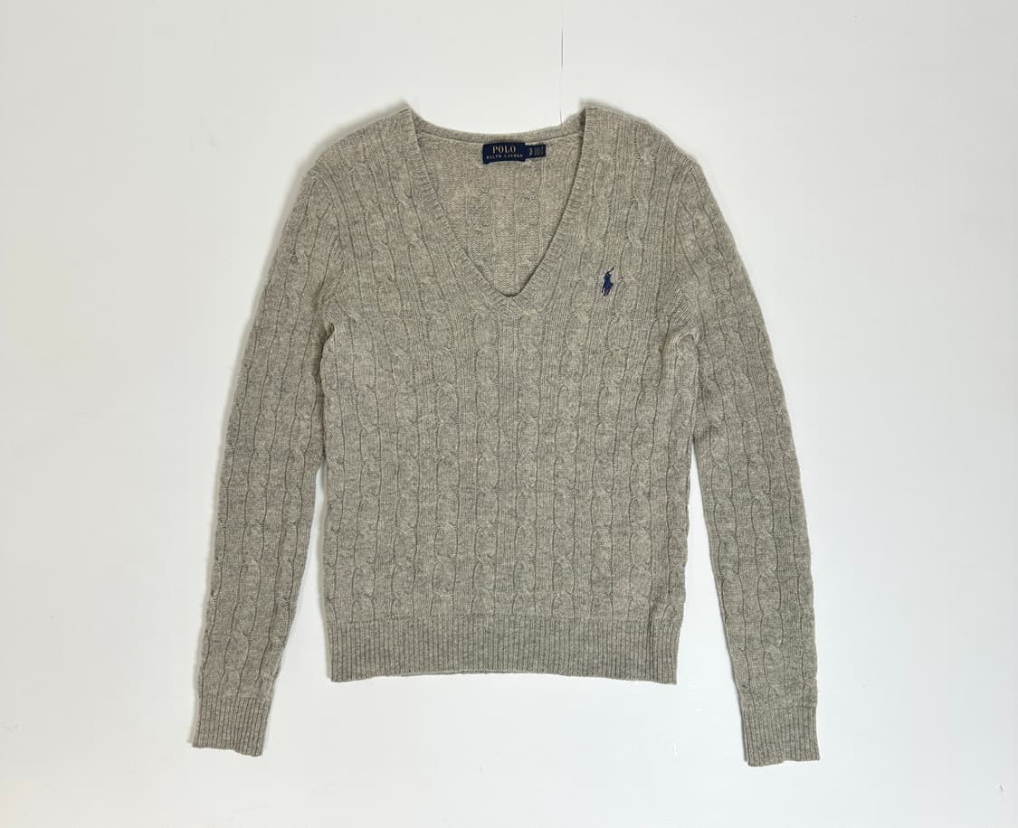폴로 브이넥 케이블 니트(s) 상품이미지1