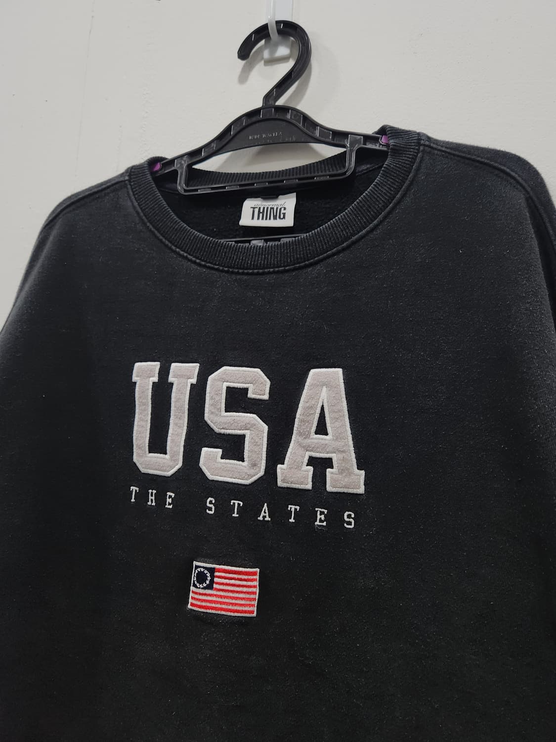 앱놀머씽 USA 블랙 맨투맨 티셔츠 남성 100사이즈 상품이미지2