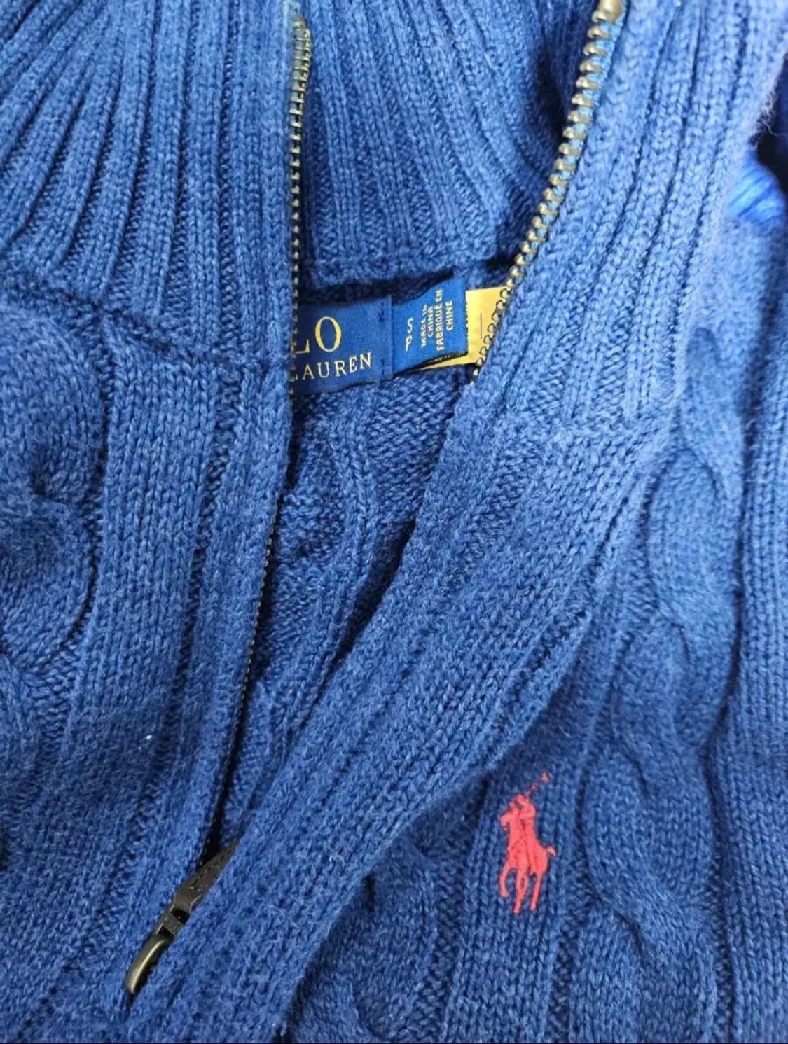 폴로 케이블 꽈배기 반집업 니트 네이비 s 상품이미지2