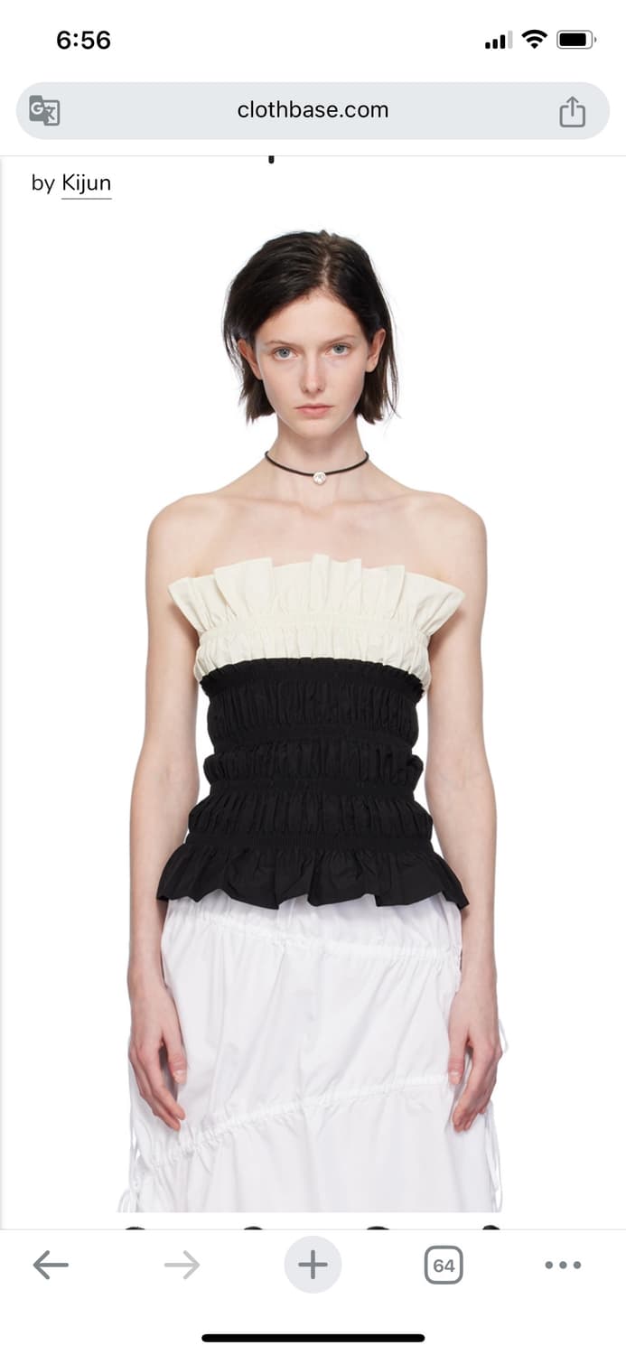 Kijun Black & Off-White Ruched Tube Top 상품이미지1