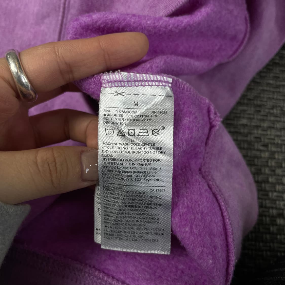 갭 연보라 자수로고 후드집업 M 상품이미지7
