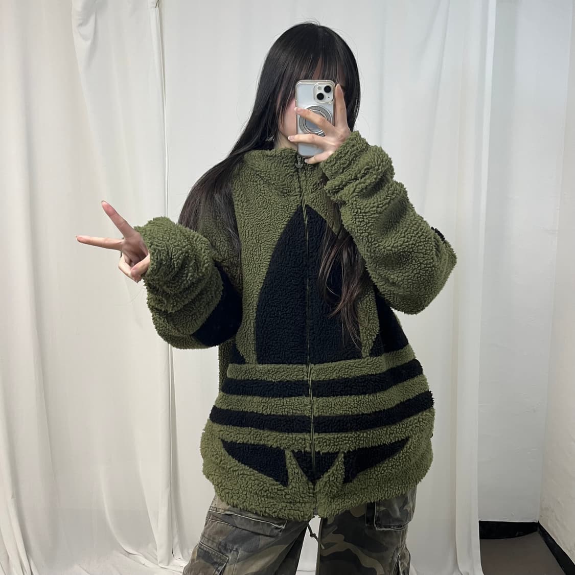 Adidas Big Trefoil Khaki Fleece 상품이미지2