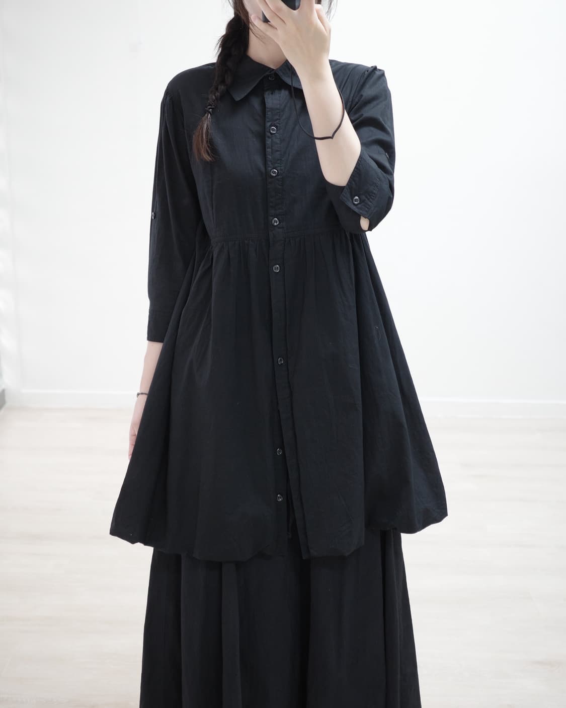 Black collar vintage one-piece 상품이미지1