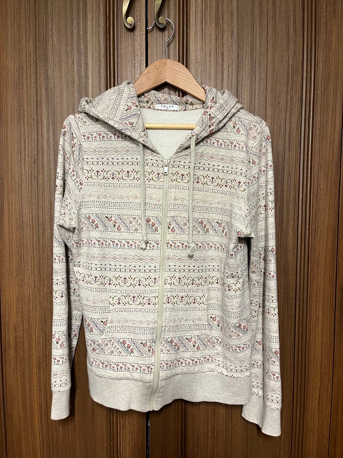 잔꽃 니트 패턴 후드집업 상품이미지1