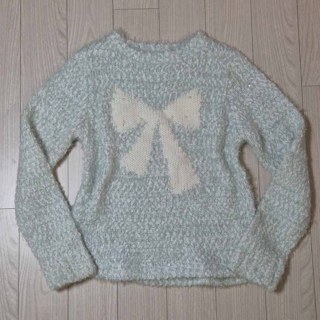 스카이블루 리본 니트 상품이미지1