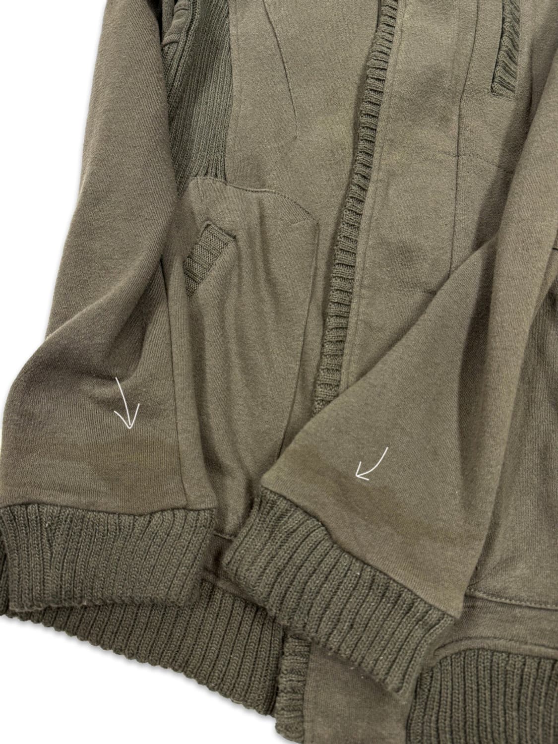 빈티지 Von Dutch 카키 니트 후드 집업 상품이미지6