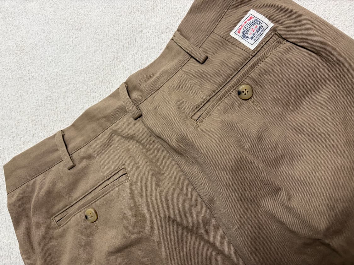 [28]폴로 랄프로렌x빔즈 코튼 트윌 투플리츠 빅치노 팬츠(카멜 베이지) 상품이미지5