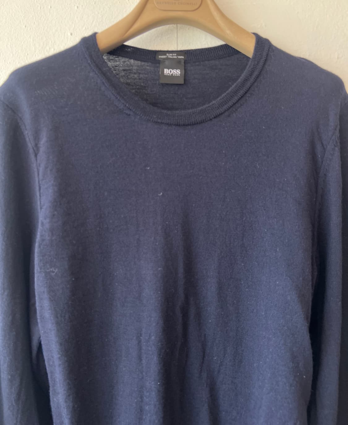 휴고보스 남성 네이비 라나버진울 라운드니트 상품이미지2