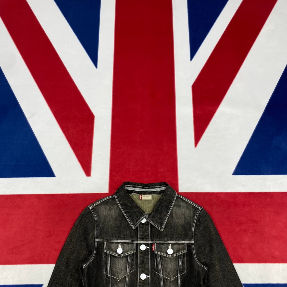 리바이스 크롭 흑청데님 자켓 실측 여성44 상품이미지2