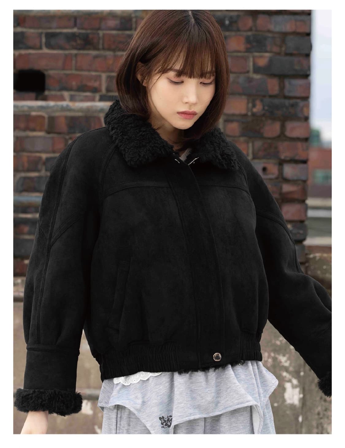 더그린랩_FAUX 스웨이드 블루종 무스탕 상품이미지4