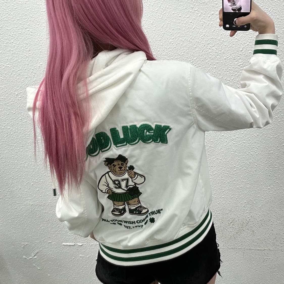 티니위니 그린 베어 화이트 후드 바시티 상품이미지2